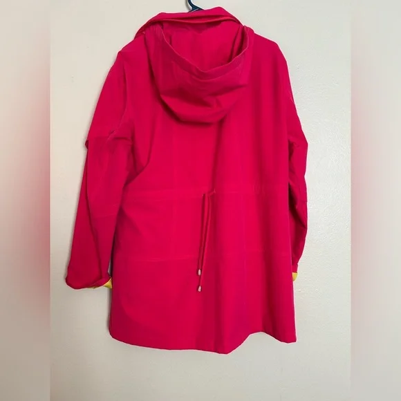 Luii for Anthropologie Fuchsia Travel Hooded Jacket Yellow Lining Size L NWOT - Picture 3 of 15